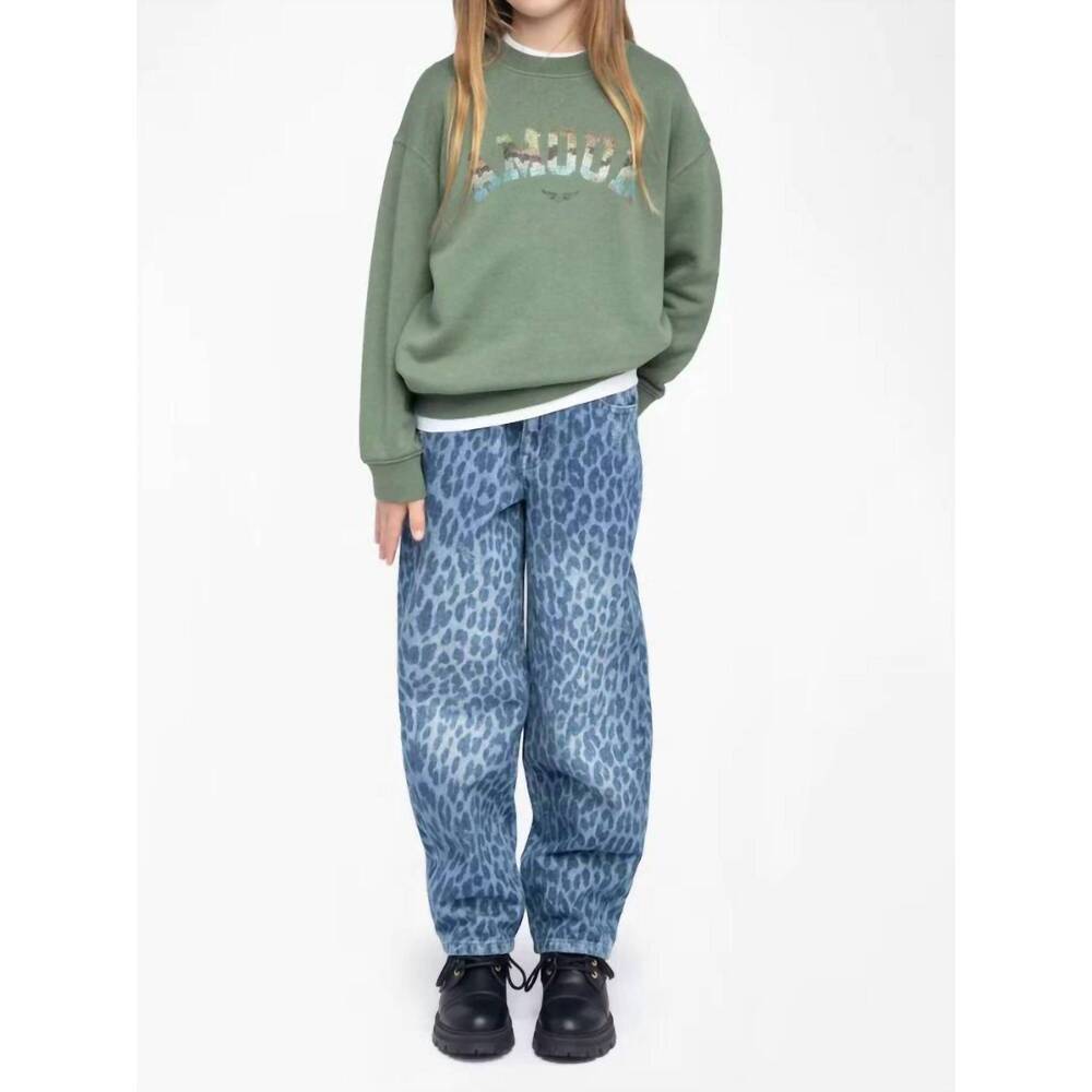NEW ZADIG & VOLTAIRE amour sweatshirt in olive green